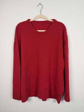 Ryan Roche Cashmere Cozy Red Crewneck Sweater Quiet Luxury Women's Size L